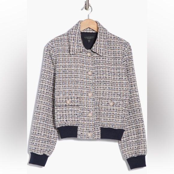 • LAUNDRY BY SHELLI SEAGAL BOUCLÉ BOMBER JACKET • - Picture 6 of 8